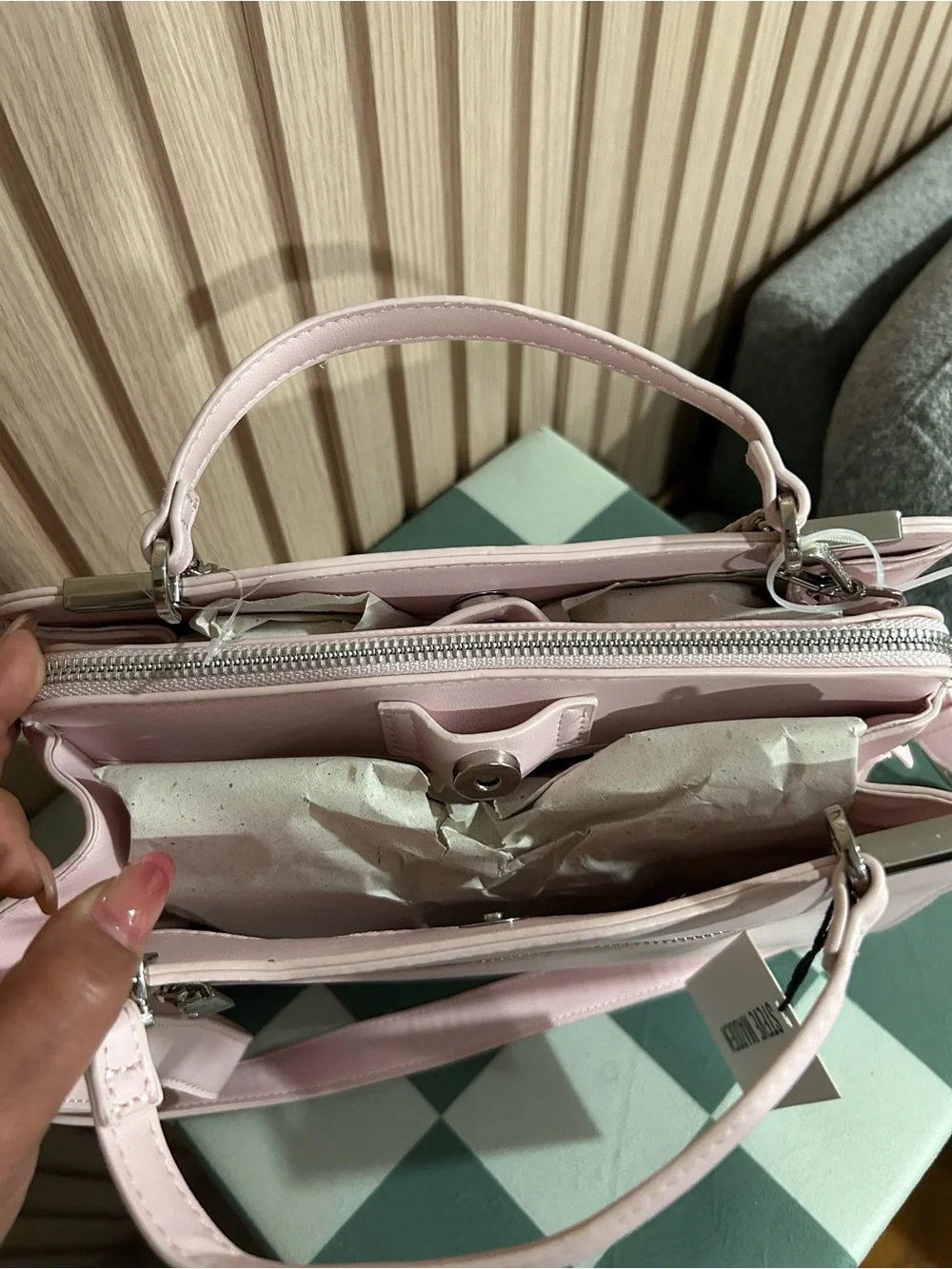 Steve Madden Light Pink Chain-Handle Satchel
